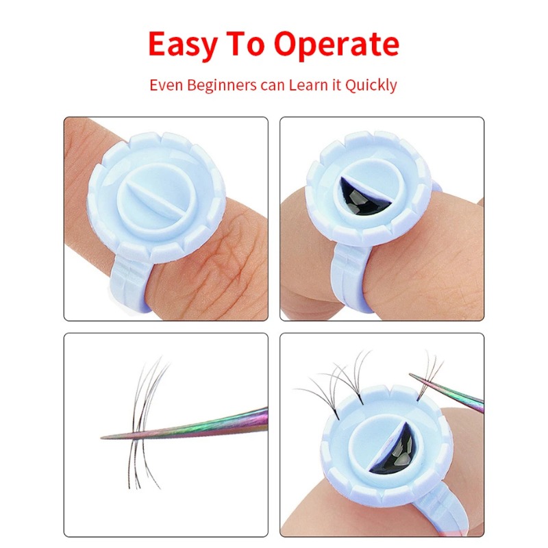 Eyelash Extension Examples - 100 Pcs Disposable Eyelash Glue Ring