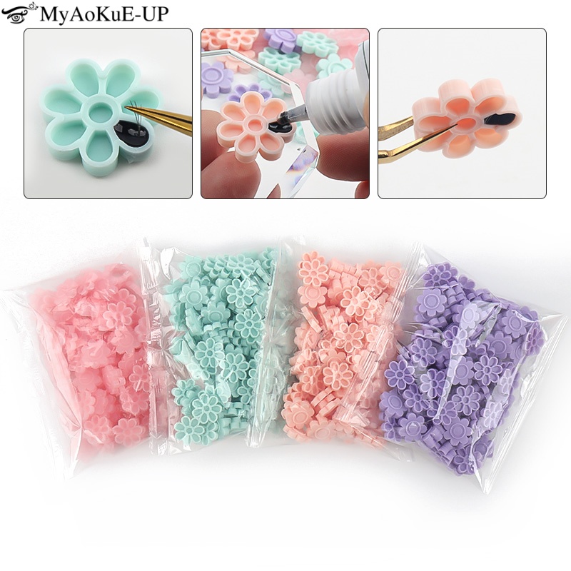 Eyelash Extension Examples - 100pcs Eyelash Extension Glue Holder Cup