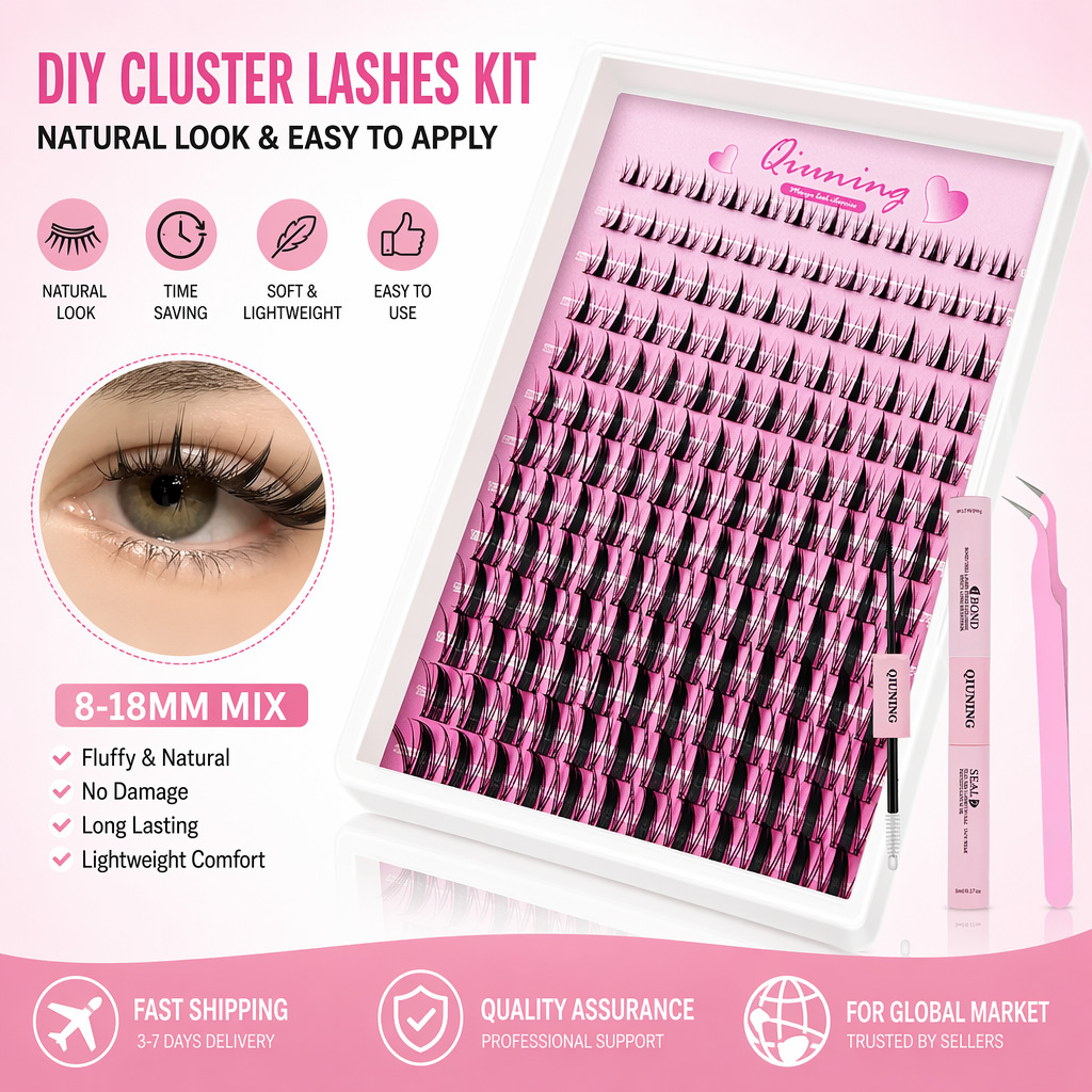 QIUNING Lash Clusters Manga La - огляд і ціна Eyelash Extension Wet Look