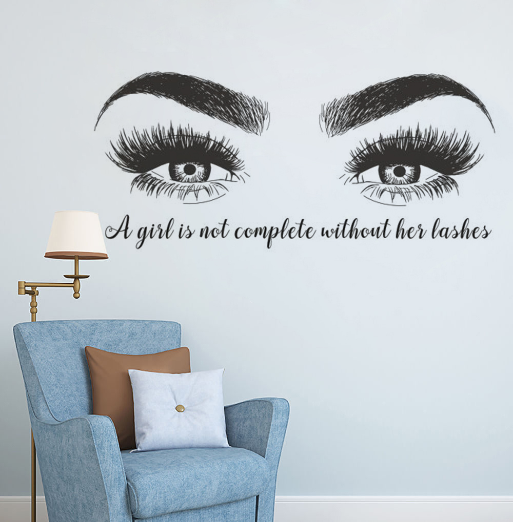 Eyelashes Eyebrows Vinyl Wall  - огляд і ціна Eyelash Extension Quotes