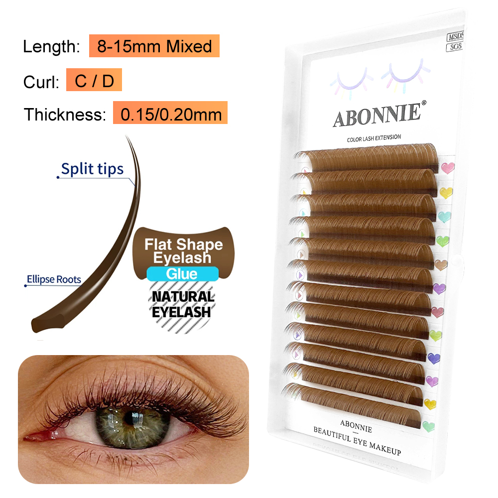 ABONNIE Brown Ellipse Flat Eye - огляд і ціна Eyelash Extension For Asian Eyes